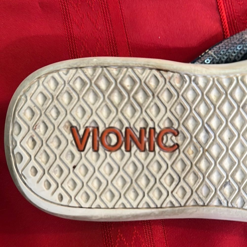 Vionic Pattern Sequin Flip Flops Size 8 - image 2